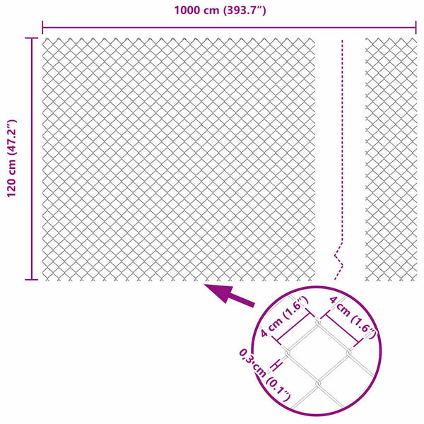 vidaXL Fence Post Green 10 x 1.2 m (40 x 40 mm Mesh Size)