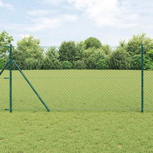 vidaXL Fence Post Green 10 x 1.5 m (40 x 40 mm Mesh) Steel and PVC