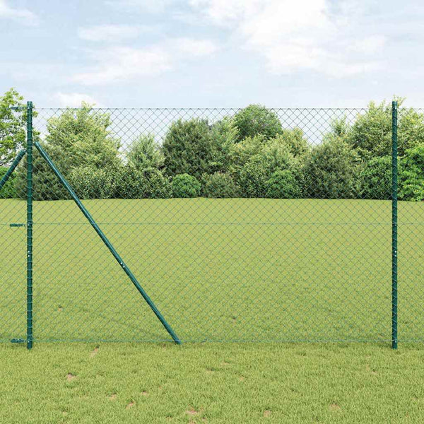 vidaXL Fence Post Green 10 x 1.6 m (40 x 40 mm Mesh) Steel and PVC