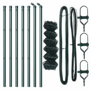vidaXL Fence Post Green 10 x 0.4 m (60 x 60 mm Mesh) Steel and PVC