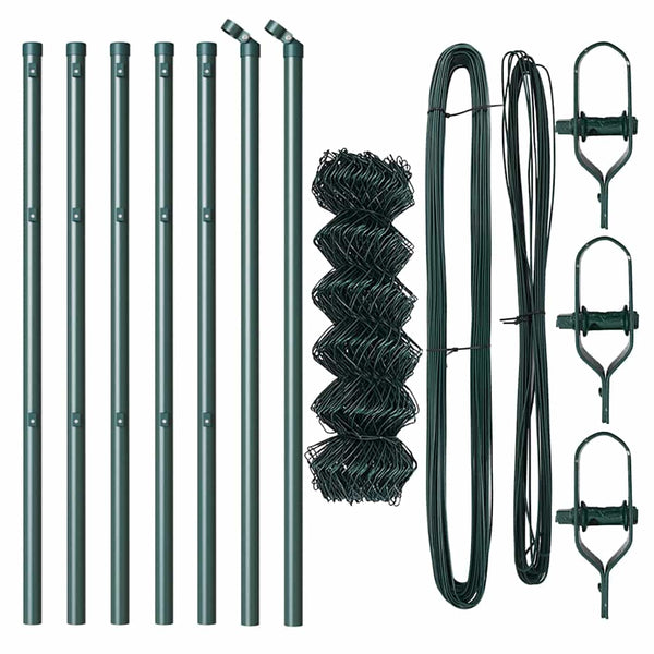 vidaXL Fence Post Green 10 x 0.4 m (60 x 60 mm Mesh) Steel and PVC
