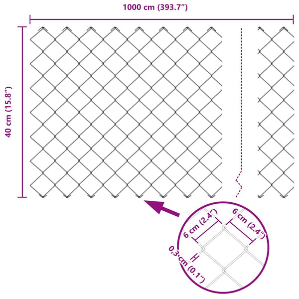 vidaXL Fence Post Green 10 x 0.4 m (60 x 60 mm Mesh) Steel and PVC