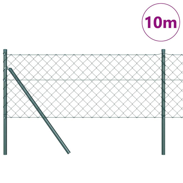vidaXL Fence Post Green 10 x 0.4 m (60 x 60 mm Mesh) Steel and PVC