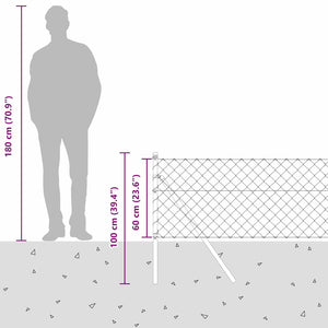 vidaXL Fence Post Green 10 x 0.6 m (60 x 60 mm Mesh) Steel and PVC