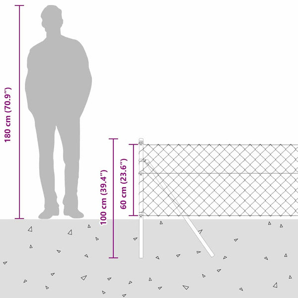 vidaXL Fence Post Green 10 x 0.6 m (60 x 60 mm Mesh) Steel and PVC