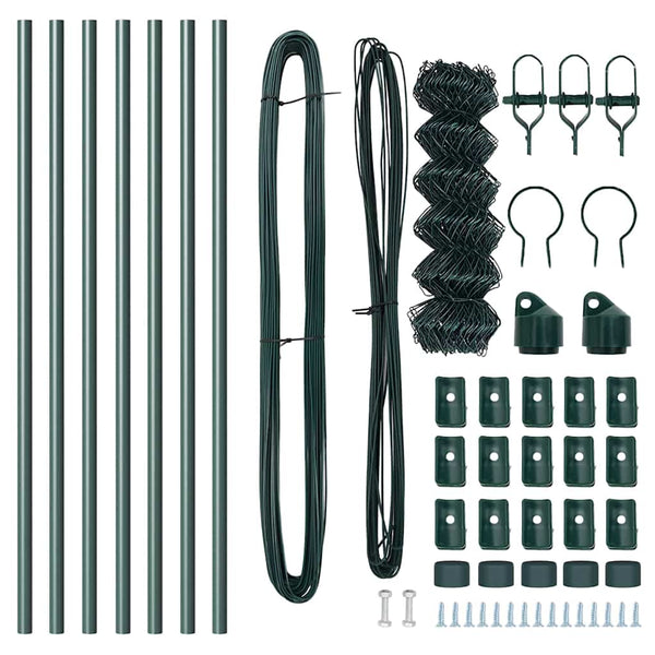vidaXL Fence Post Green 10 x 0.8 m (60 x 60 mm Mesh) Steel and PVC