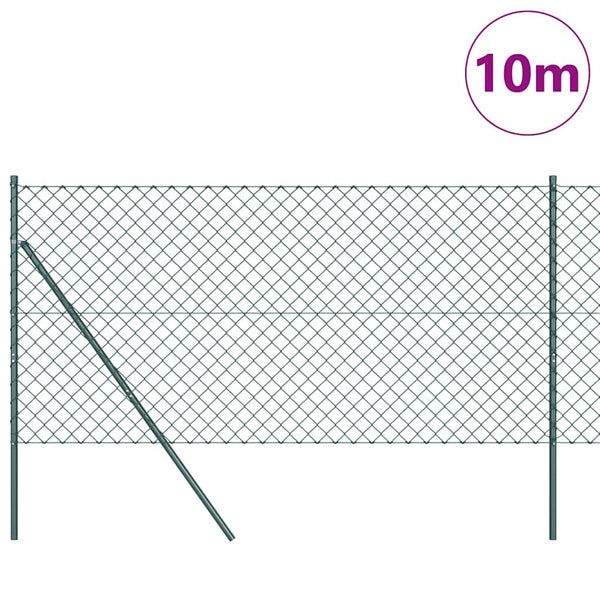 vidaXL Fence Posts Green 10 x 1.2 m (60 x 60 mm Mesh) Steel and PVC