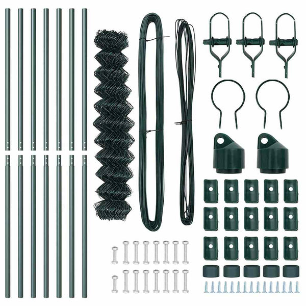 vidaXL Fence Posts Green 10 x 1.4 m (60 x 60 mm Mesh) Steel and PVC
