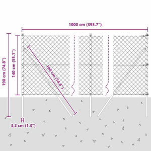 vidaXL Fence Posts Green 10 x 1.4 m (60 x 60 mm Mesh) Steel and PVC
