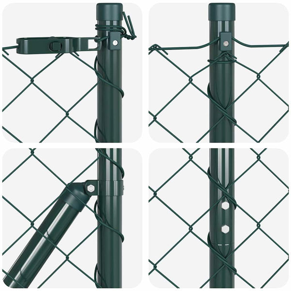 vidaXL Fence Posts Green 10 x 1.5 m (60 x 60 mm Mesh) Steel and PVC