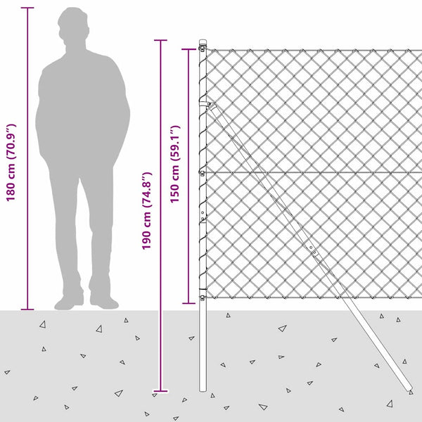 vidaXL Fence Posts Green 10 x 1.5 m (60 x 60 mm Mesh) Steel and PVC