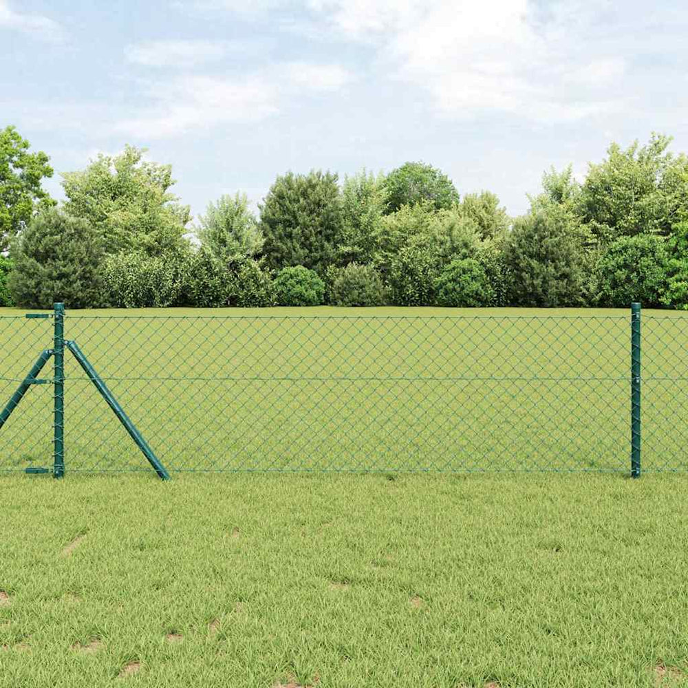 vidaXL Fence Post Green 25 x 0.8 m (40 x 40 mm Mesh) Steel and PVC