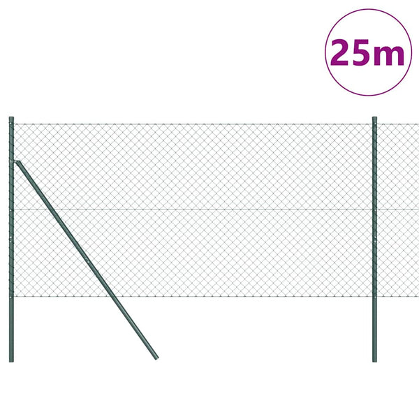 vidaXL Green Fence Post 25 x 1 m (40 x 40 mm Mesh) Steel and PVC