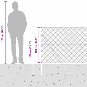vidaXL Fence Post Green 1 x 25 m (60 x 60 mm Mesh) Steel