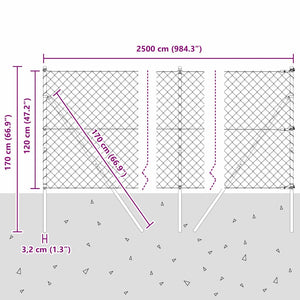 vidaXL Fence Post Green 25 x 1.2 m (60 x 60 mm Mesh) Steel and PVC