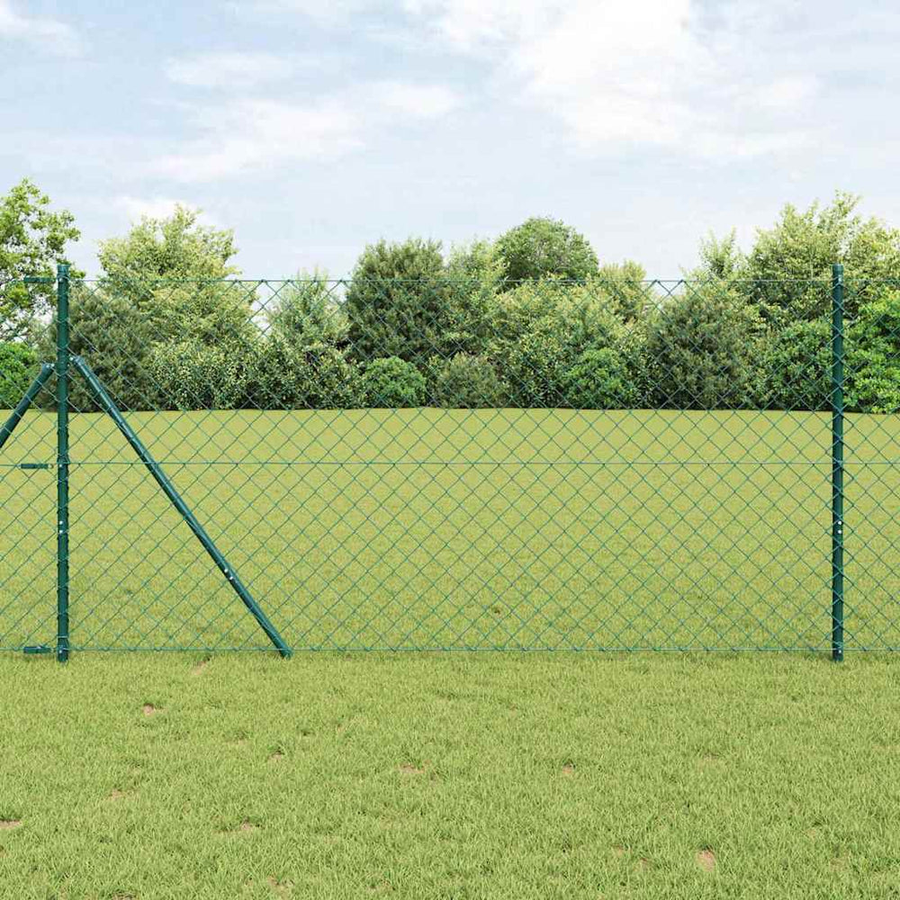 vidaXL Fence Post Green 25 x 1.4 m (60 x 60 mm Mesh) Steel and PVC