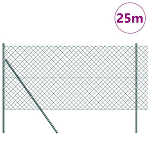 vidaXL Fence Post Green 25 x 1.4 m (60 x 60 mm Mesh) Steel and PVC