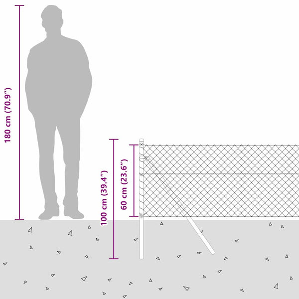 vidaXL Fence Post Grey 10 x 0.6 m (40 x 40 mm Mesh) Steel and PVC