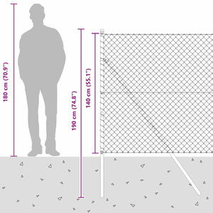 vidaXL Fence Post Grey 10 x 1.4 m (40 x 40 mm Mesh) Steel and PVC