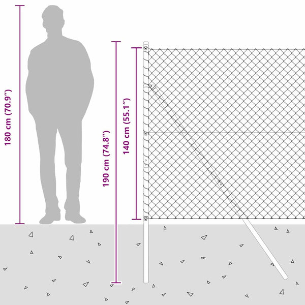 vidaXL Fence Post Grey 10 x 1.4 m (40 x 40 mm Mesh) Steel and PVC