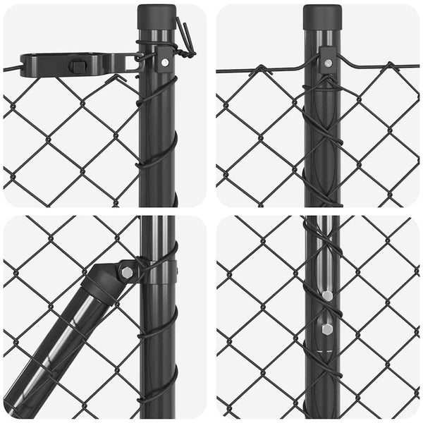 vidaXL Fence Post Grey 10 x 1.5 m (40 x 40 mm Mesh) Steel and PVC