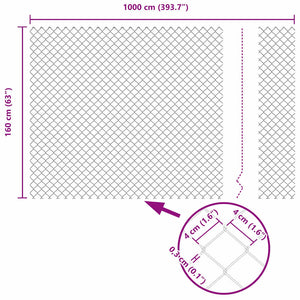 vidaXL Fence Post Grey 10 x 1.6 m (40 x 40 mm Mesh) Steel and PVC
