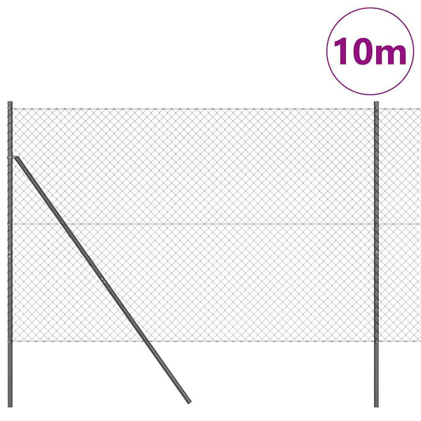 vidaXL Fence Post Grey 10 x 1.6 m (40 x 40 mm Mesh) Steel and PVC