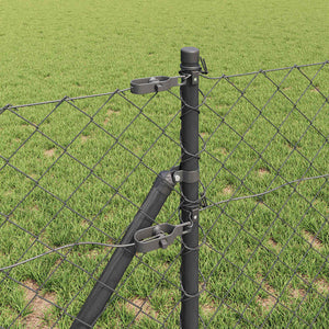vidaXL Fence Post Grey 10 x 0.4 m (60 x 60 mm Mesh) Steel and PVC