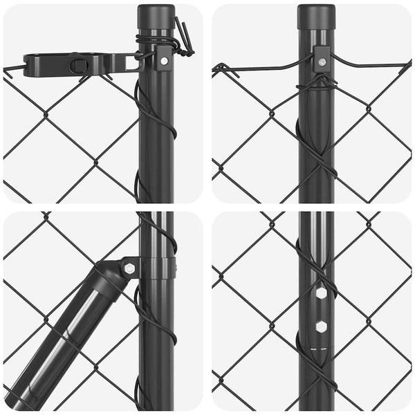 vidaXL Fence Post Grey 10 x 1 m (60 x 60 mm Mesh) Steel and PVC