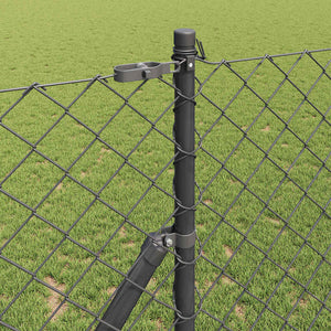 vidaXL Fence Posts Grey 10 x 1.4 m (60 x 60 mm Mesh) Steel and PVC