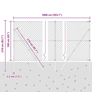 vidaXL Fence Post Grey 10 x 1.6 m (60 x 60 mm Mesh Size)