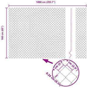 vidaXL Fence Post Grey 10 x 1.6 m (60 x 60 mm Mesh Size)