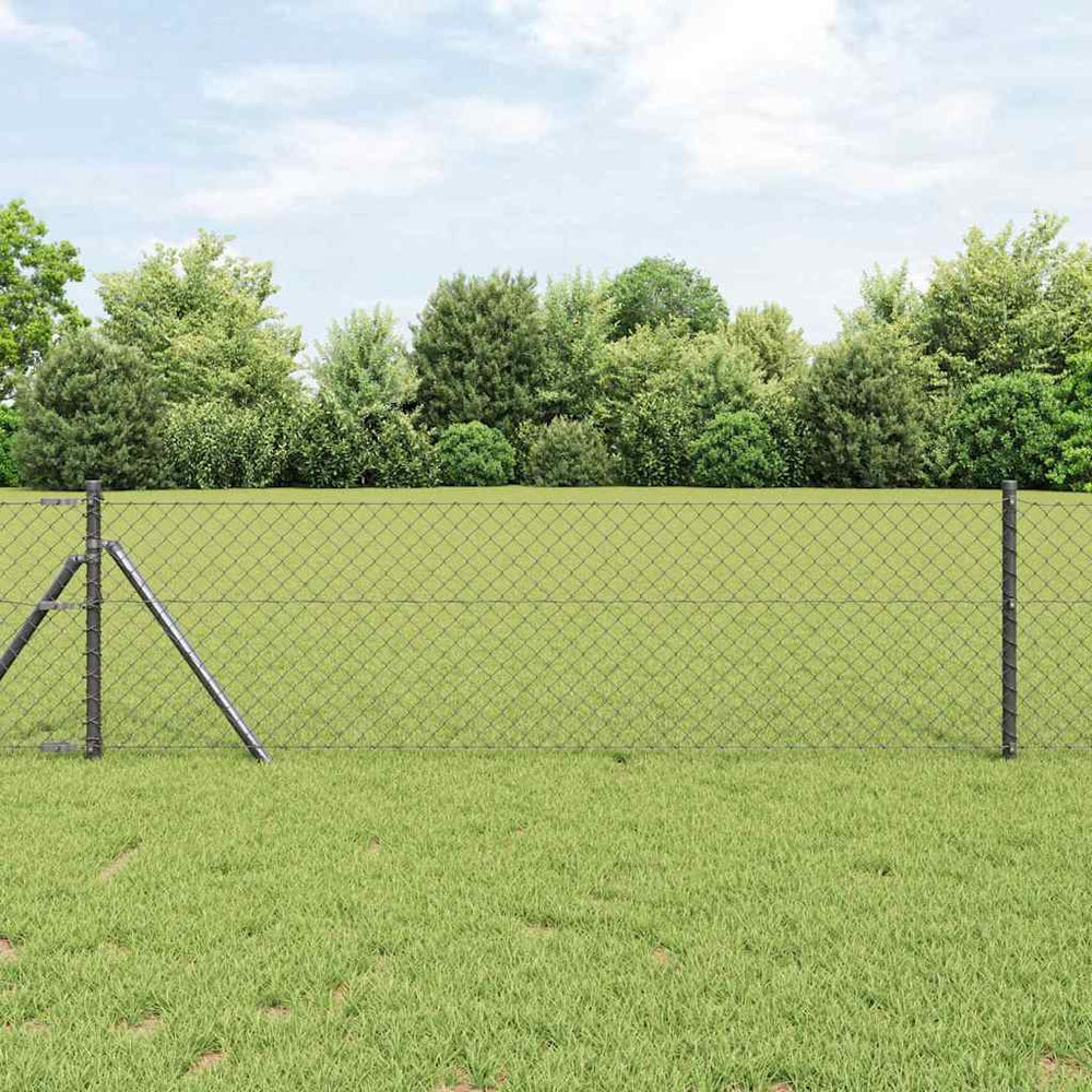 vidaXL Fence Post Grey 25 x 0.4 m (40 x 40 mm Mesh) Steel and PVC