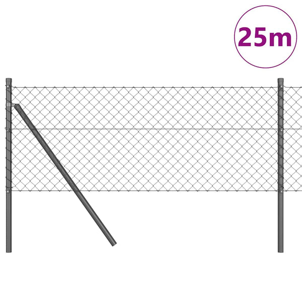 vidaXL Fence Post Grey 25 x 0.4 m (40 x 40 mm Mesh) Steel and PVC