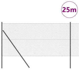 vidaXL Fence Post Grey 25 x 1 m (40 x 40 mm Mesh) Steel and PVC