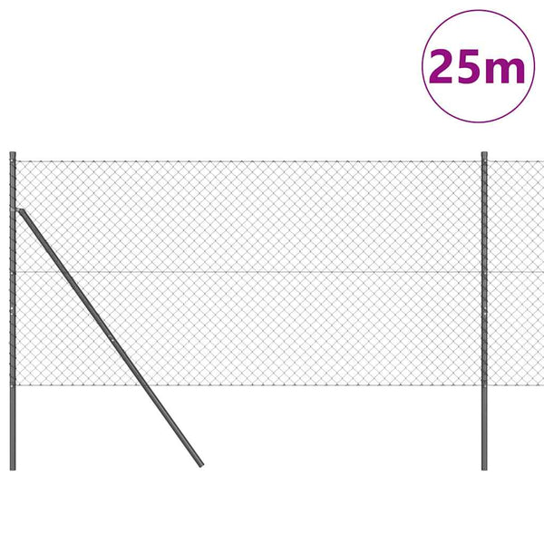 vidaXL Fence Post Grey 25 x 1 m (40 x 40 mm Mesh) Steel and PVC