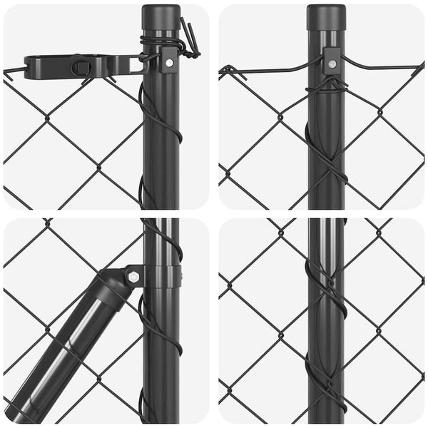 vidaXL Fence Post Grey 25 x 0.4 m (60 x 60 mm Mesh) Steel and PVC