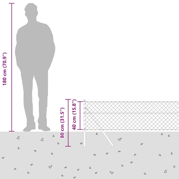 vidaXL Fence Post Grey 25 x 0.4 m (60 x 60 mm Mesh) Steel and PVC