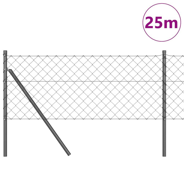 vidaXL Fence Post Grey 25 x 0.4 m (60 x 60 mm Mesh) Steel and PVC