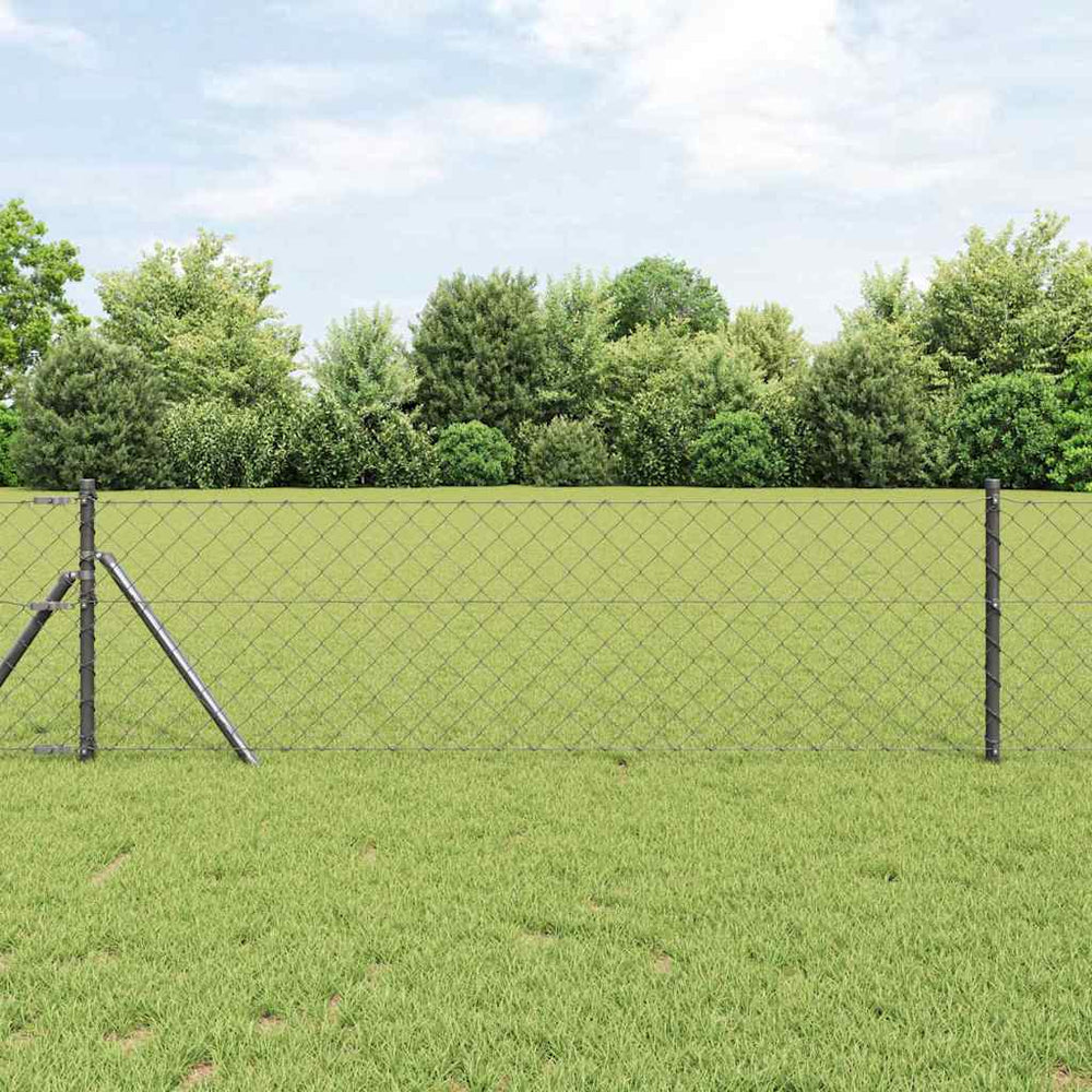 vidaXL Fence Post Grey 25 x 0.6 m (60 x 60 mm Mesh) Steel and PVC