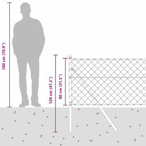 vidaXL Fence Post Grey 2.5 x 0.8 m (60 x 60 mm Mesh) Steel