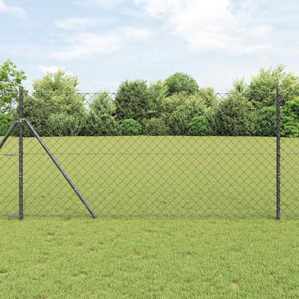 vidaXL Grey Fence Post 25 x 1.2 m (60 x 60 mm Mesh) Steel and PVC