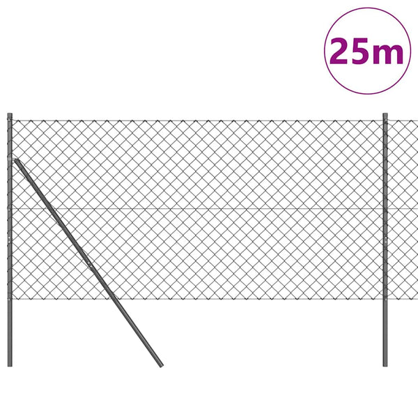 vidaXL Grey Fence Post 25 x 1.2 m (60 x 60 mm Mesh) Steel and PVC
