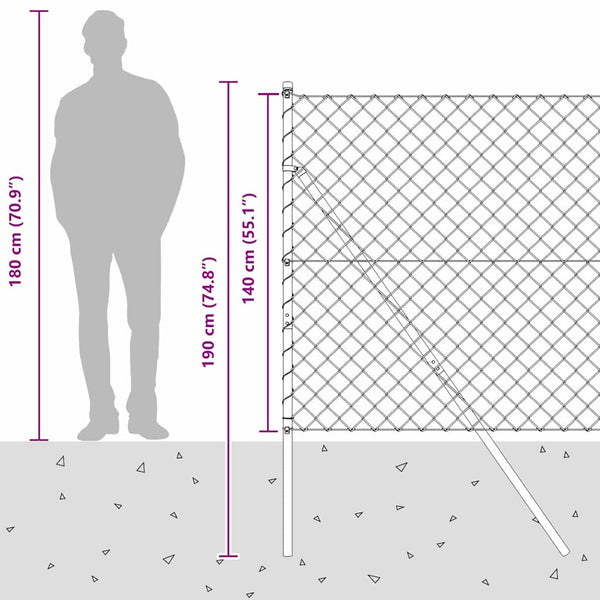 vidaXL Fence Post Grey 25 x 1.4 m (60 x 60 mm Mesh) Steel and PVC