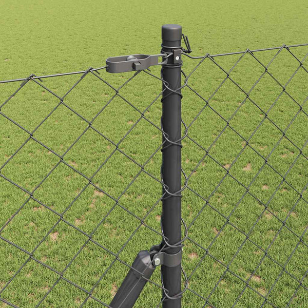 vidaXL Fence Post Grey 25 x 1.6 m (60 x 60 mm Mesh) Steel and PVC
