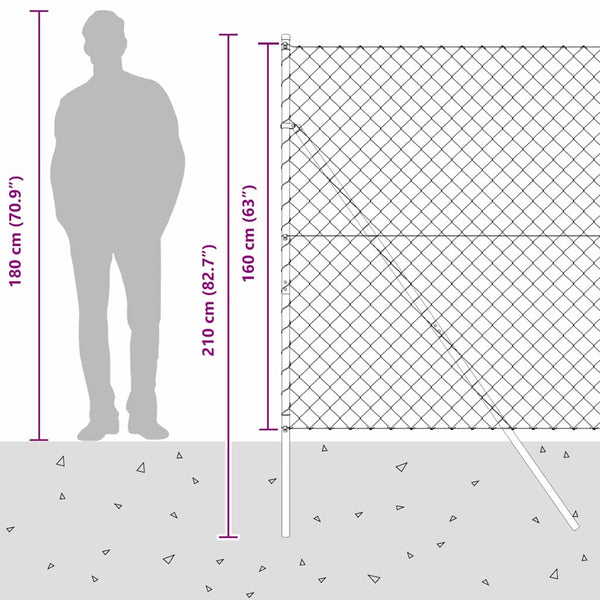 vidaXL Fence Post Grey 25 x 1.6 m (60 x 60 mm Mesh) Steel and PVC
