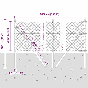 vidaXL Fence Post Silver 10 x 0.6 m (40 x 40 mm Mesh) Steel