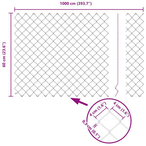 vidaXL Fence Post Silver 10 x 0.8 m (40 x 40 mm Mesh) Steel