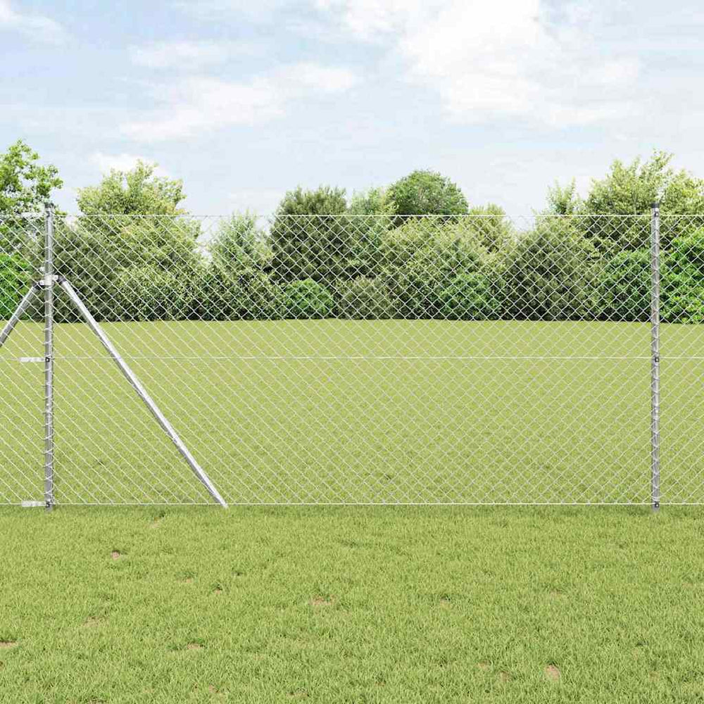 vidaXL Fence Post Silver 10 x 1 m (40 x 40 mm Mesh) Steel