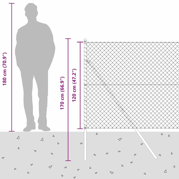 vidaXL Fence Post Silver 10 x 1.2 m (40 x 40 mm Mesh Size) Steel